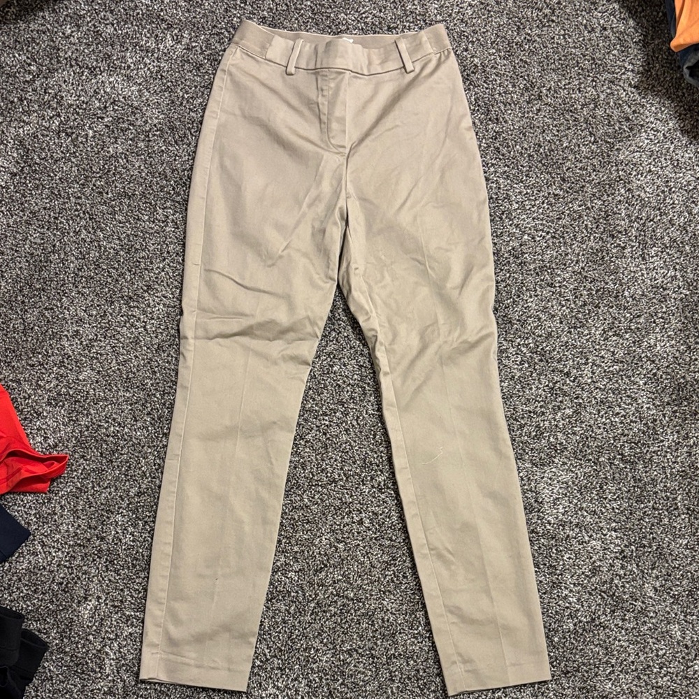Beige High-Waisted Trousers